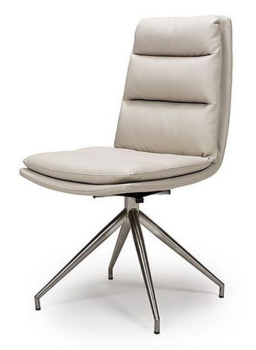 Product photograph of Nobo Taupe Faux Leather And Chrome Swivel Dining Chair Sold In Pairs from Choice Furniture Superstore.